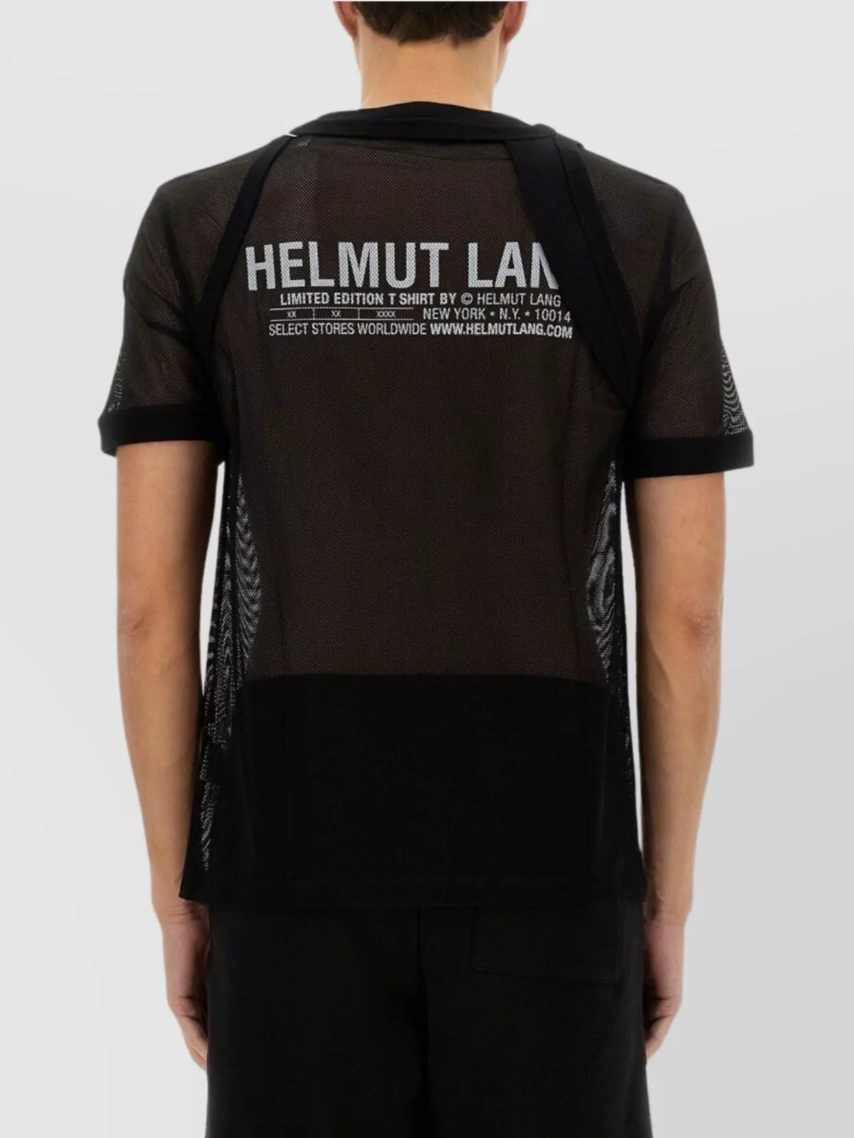 Helmut Lang Semi-transparent Mesh T-shirt With Graphic Print