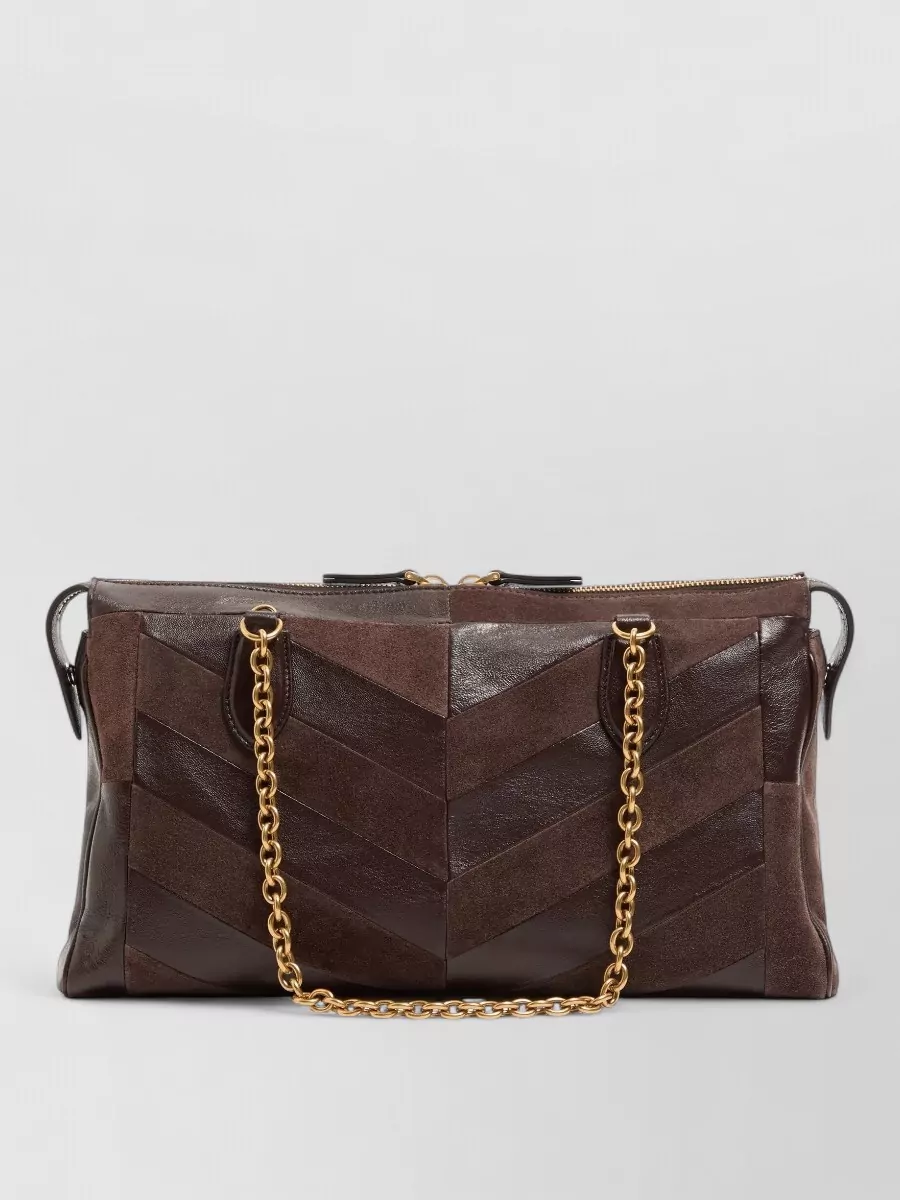 Valentino Suede Patchwork Medium Shoulder Bag