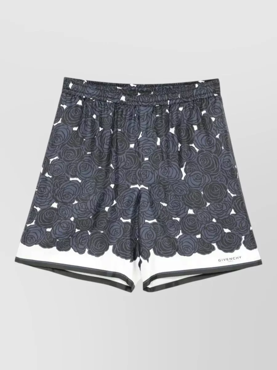 Givenchy Silk Floral-Print Elastic-Waist Swim Shorts