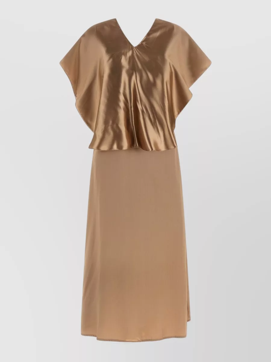Fabiana Filippi viscose sweetheart neckline midi dress with matching cape