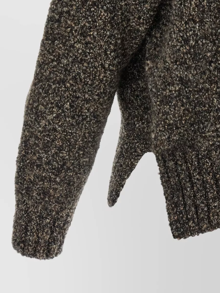 Agnona Cashmere Silk Wool Bouclé High Neck Jumper