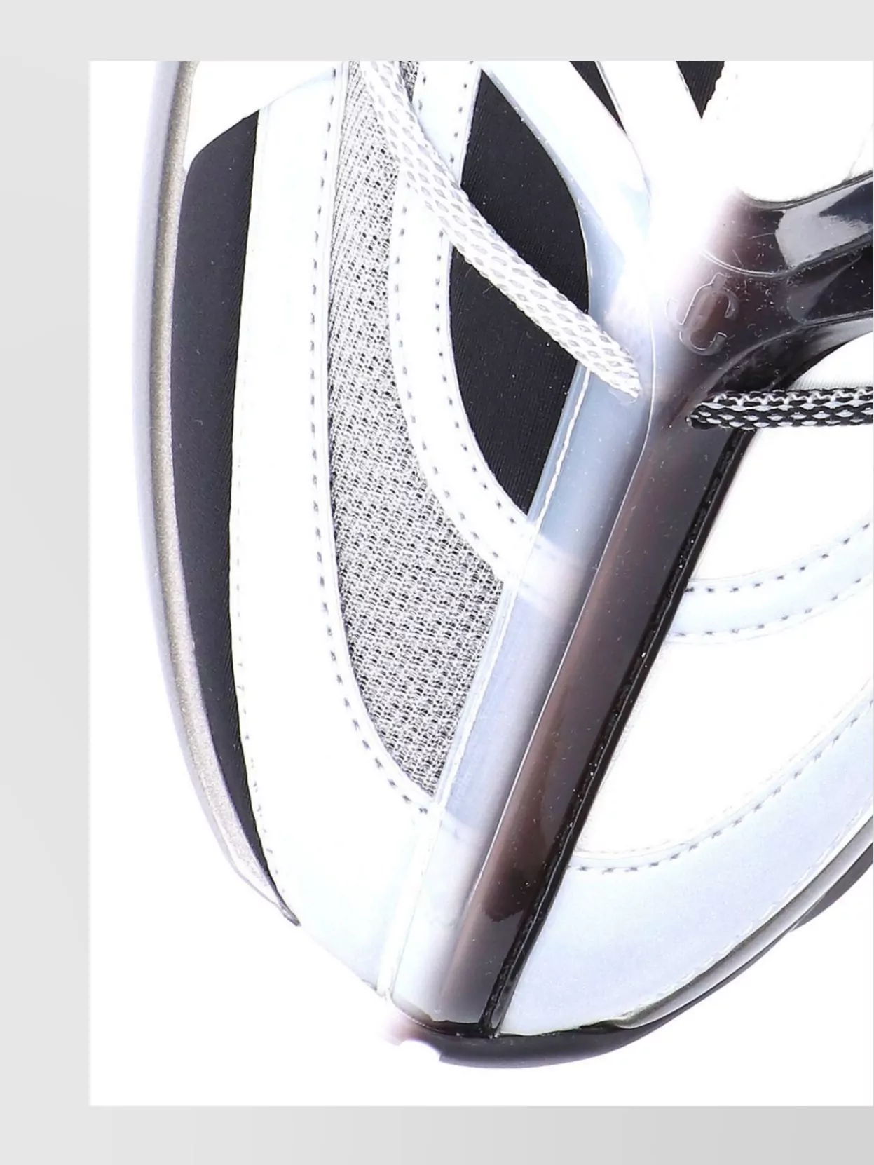 Jimmy Choo Mesh Panel Low Top Sneakers With Pull Tab And Rubber Sole In White