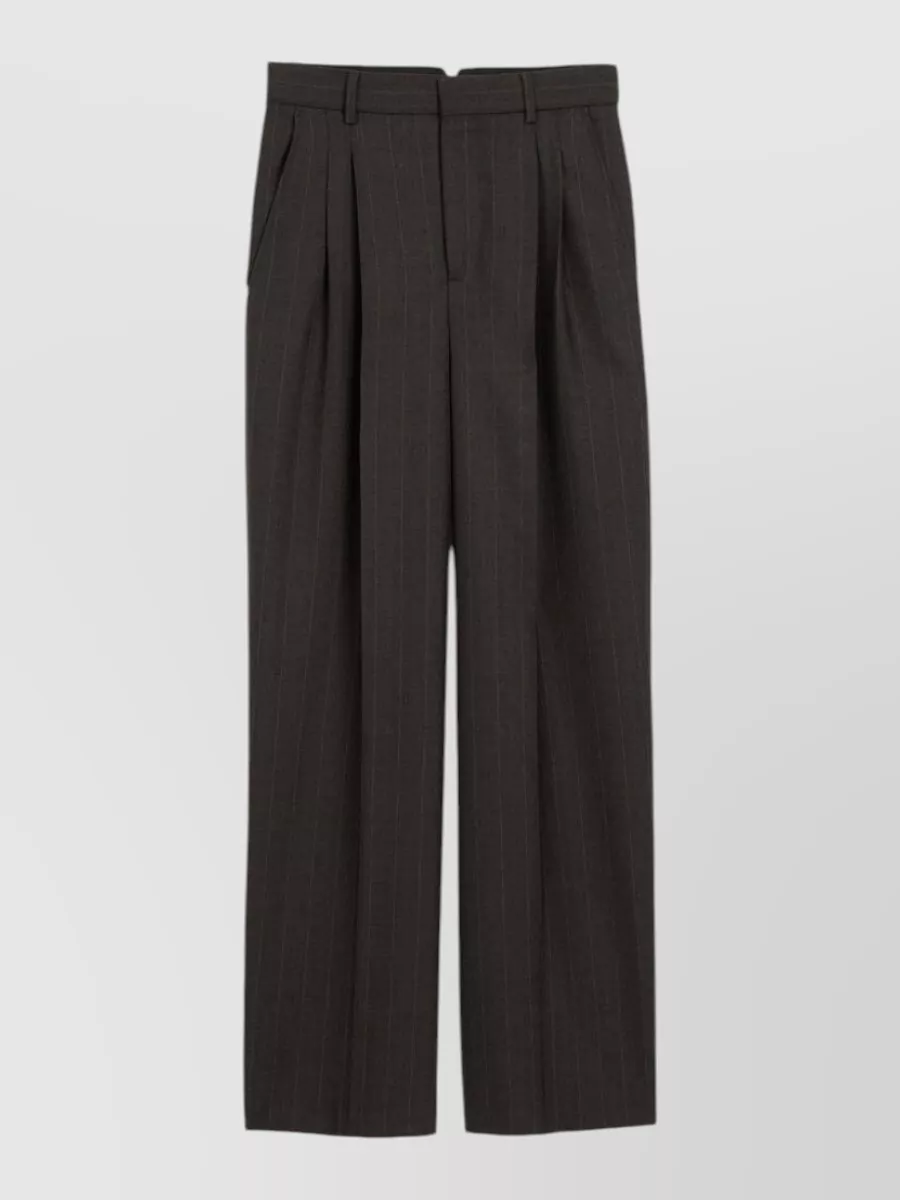 Ami Paris wool high-rise wide-leg pleated tailored trousers