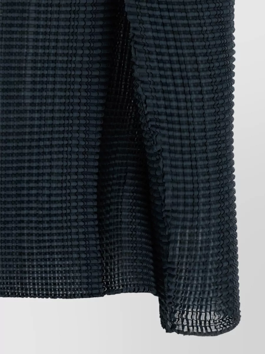 Issey Miyake Pleated High-Neck Long-Sleeve Cardigan
