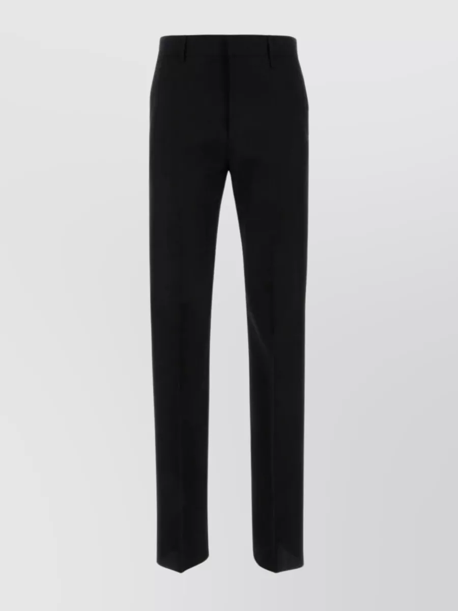Shop Givenchy Twill Pleated Straight Leg Pants In Black