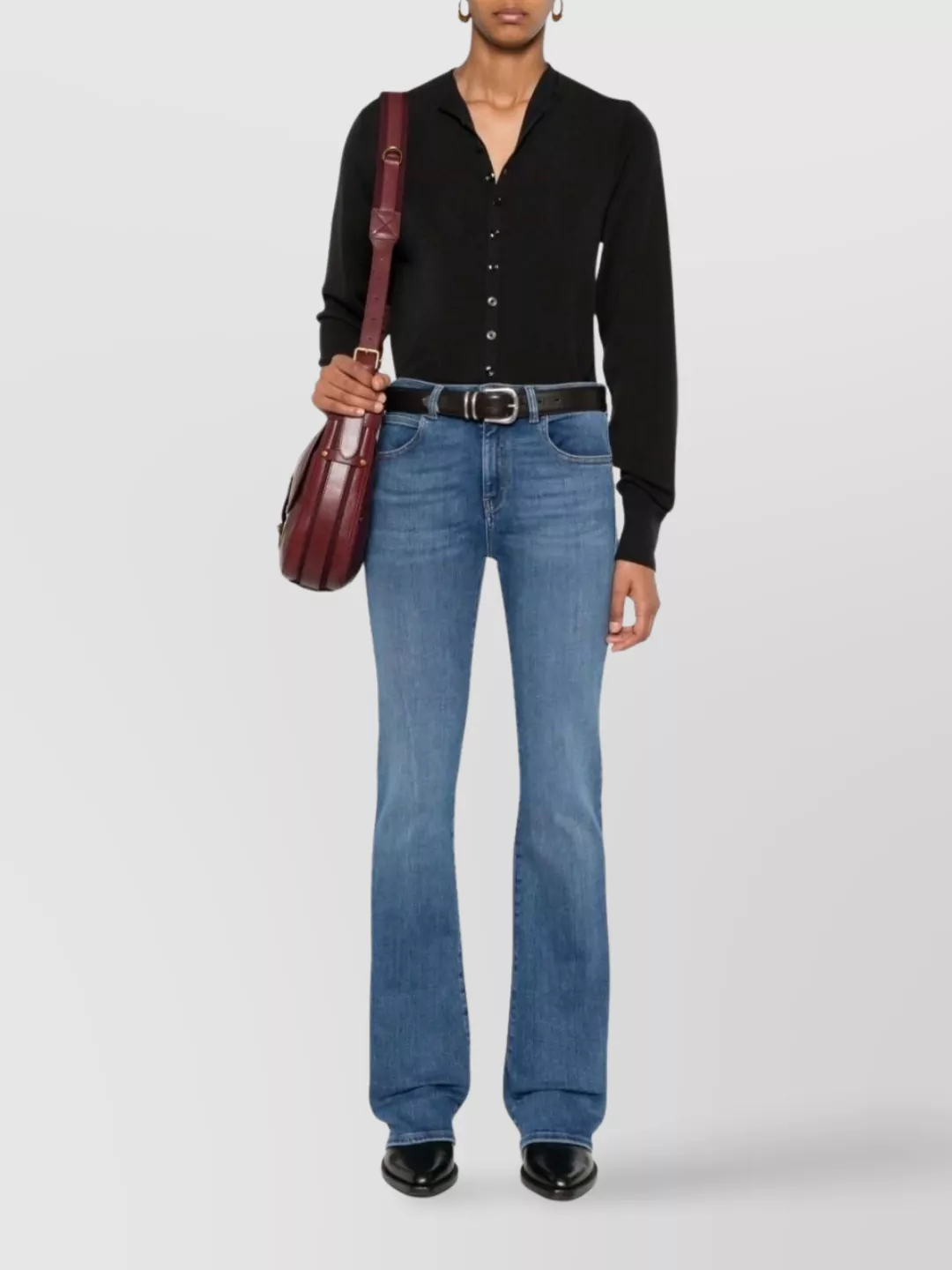 Emporio Armani Flared Faded Wash Stretch-Cotton Trousers