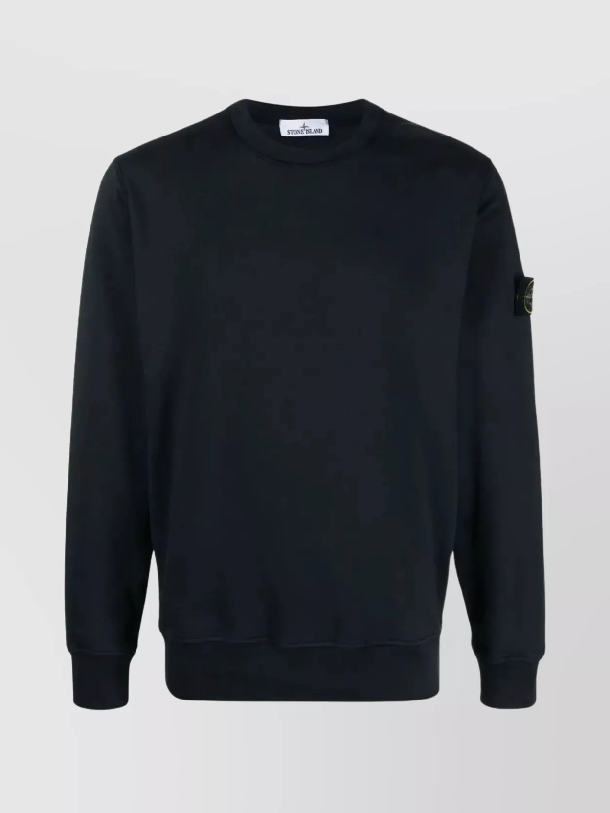 Shop Stone Island Ribbed Crewneck Sweater With Hem And Cuffs In Black