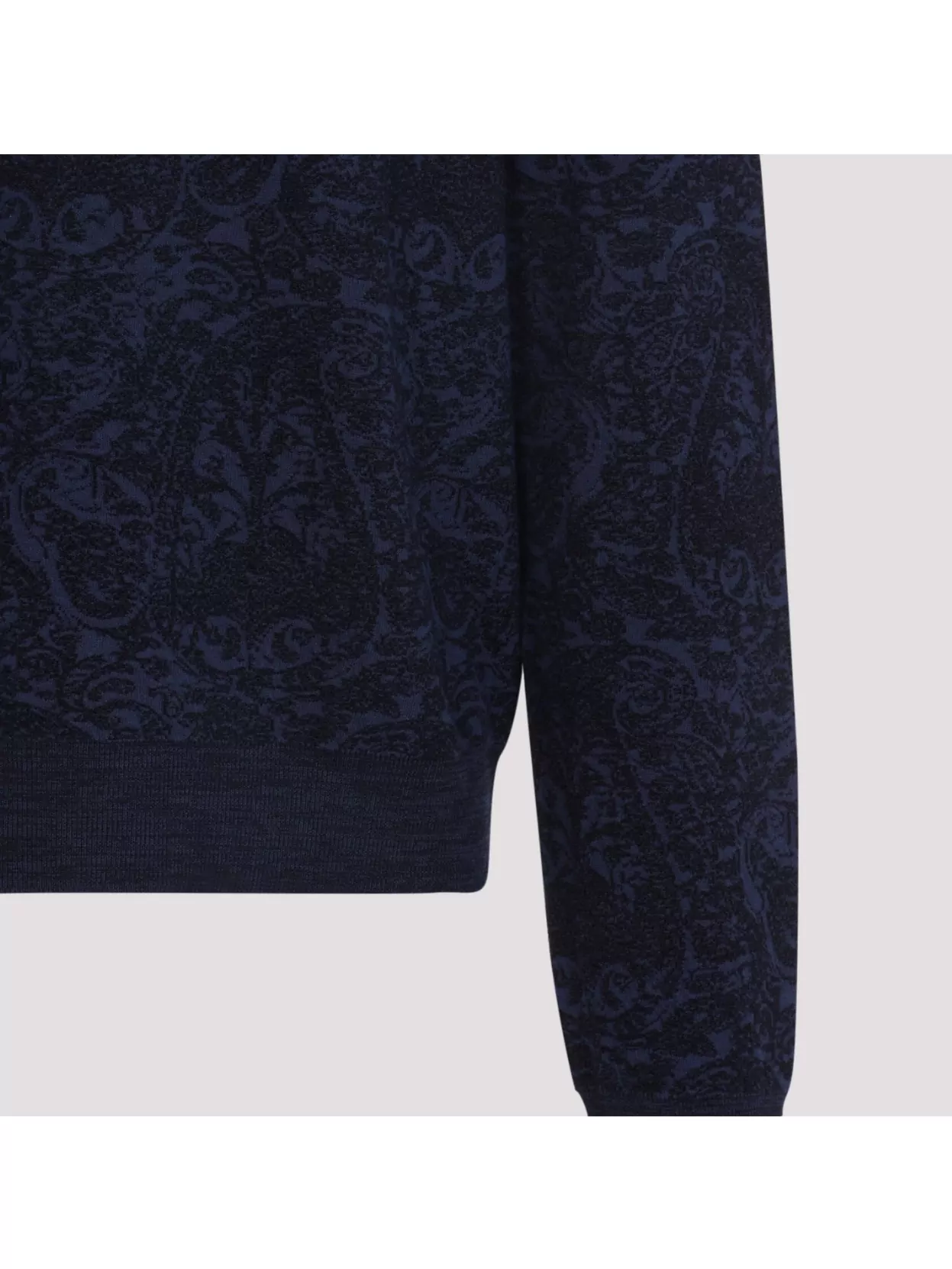 Etro Blue Sweater With Paisley Print In Cotton-wool Blend In Blue
