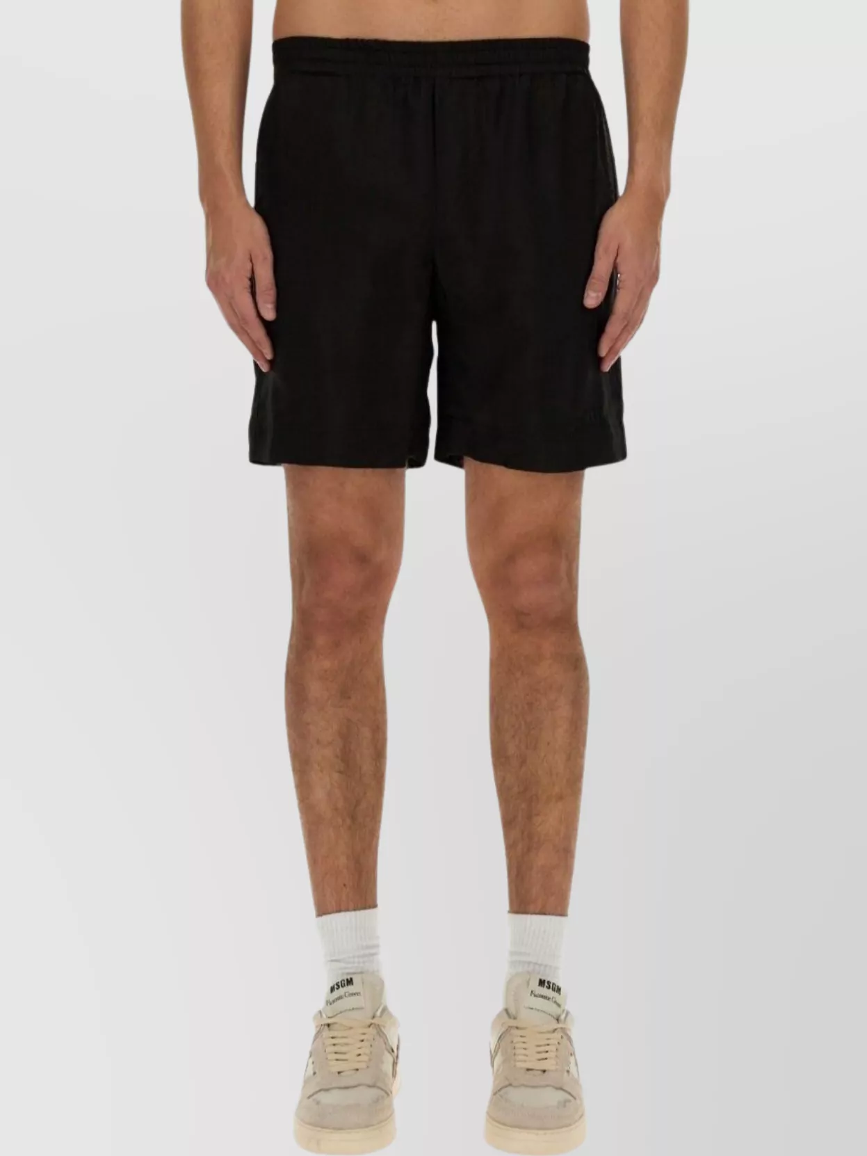 Msgm Logo Embroidered Shorts Above Knee