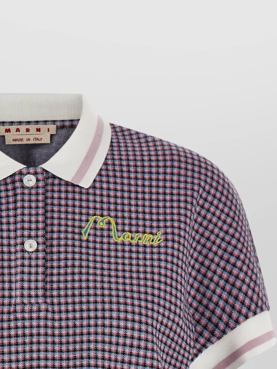 Marni Short Sleeve Polo Shirt Ribbed Collar Hem