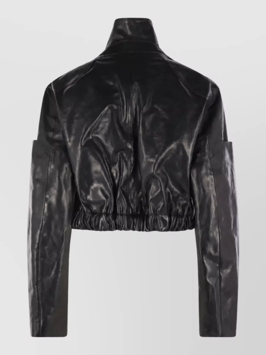 Rick Owens Leather Collared Bomber Jacket