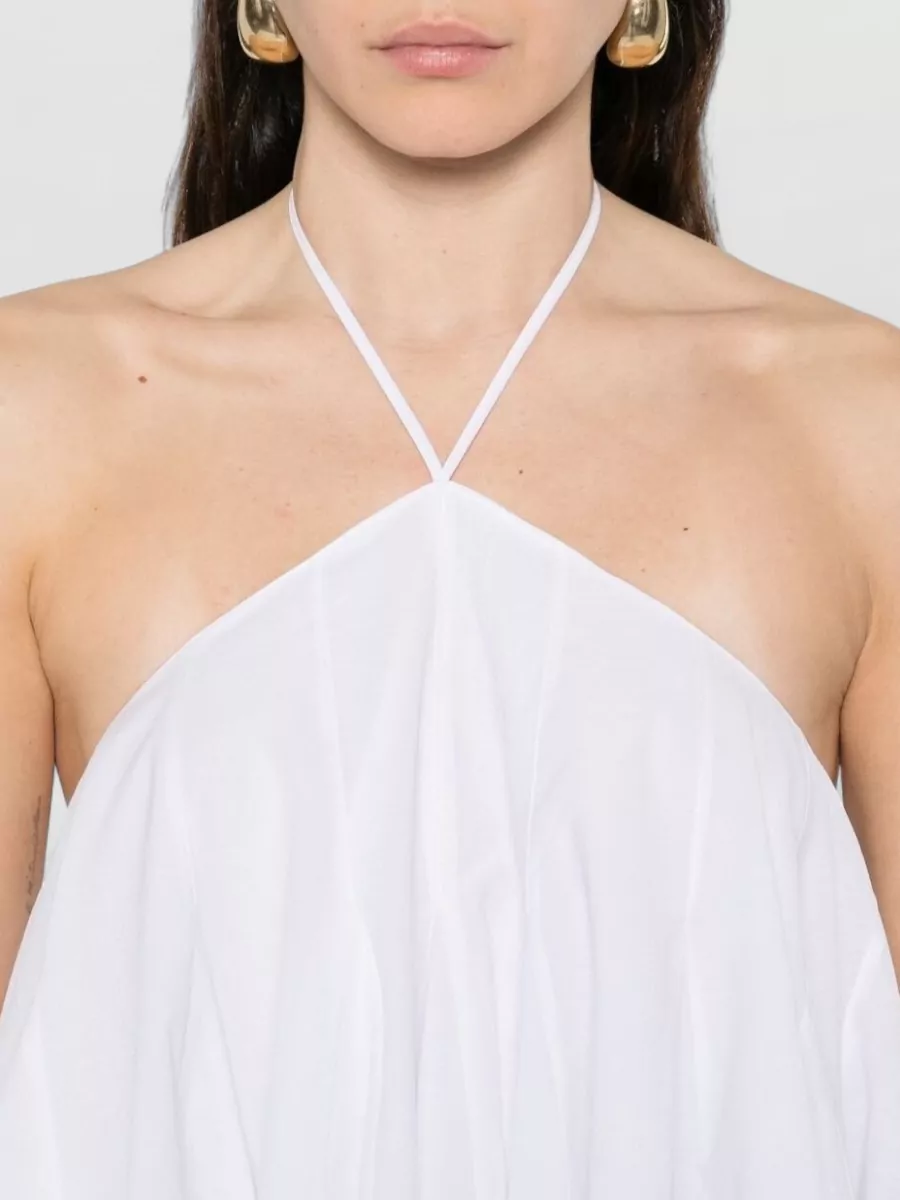 Jacquemus Halter Neck Layered Pleated Backless Dress