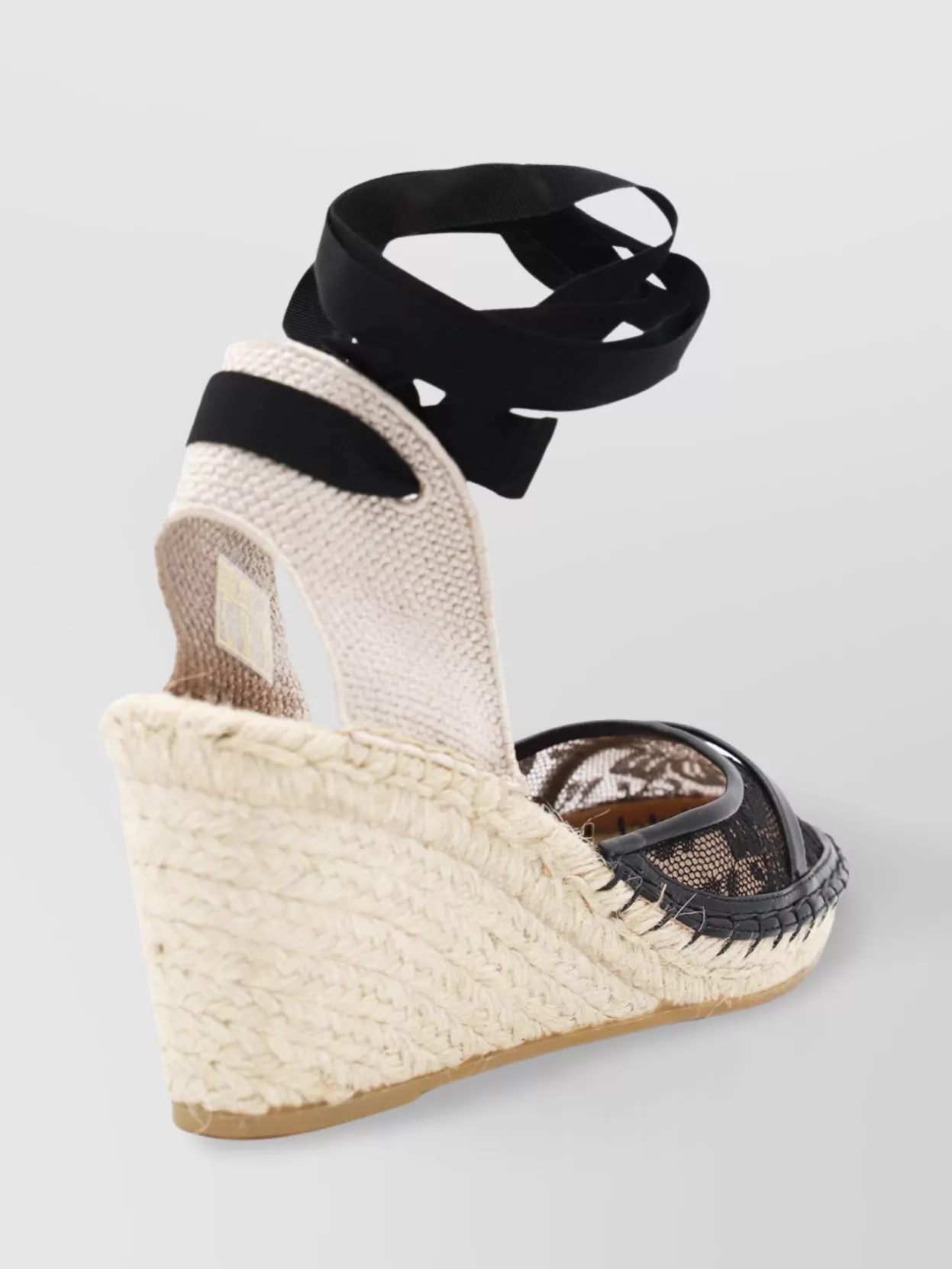 MALONE SOULIERS LACE WEDGE ESPADRILLES WITH ESPADRILLE SOLE