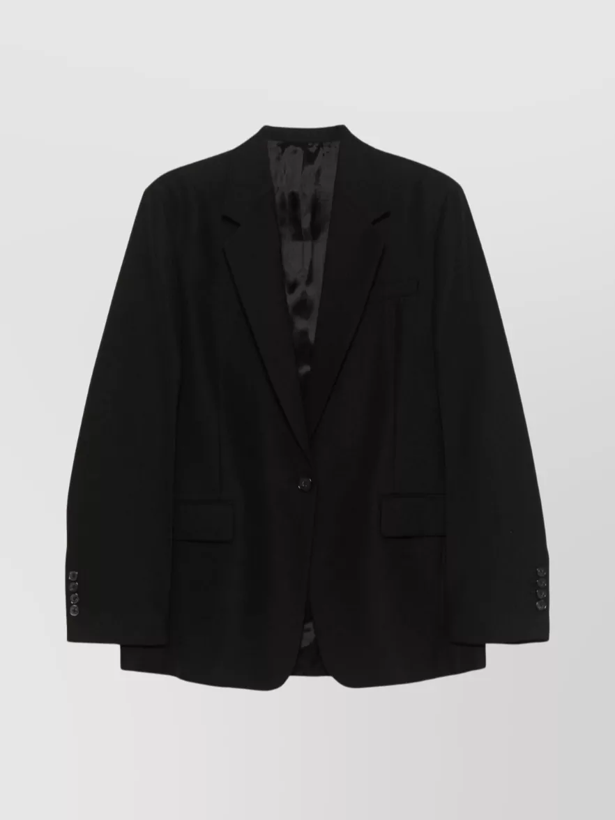 Totême Single-breasted Wool Blazer Featuring Vent In Black