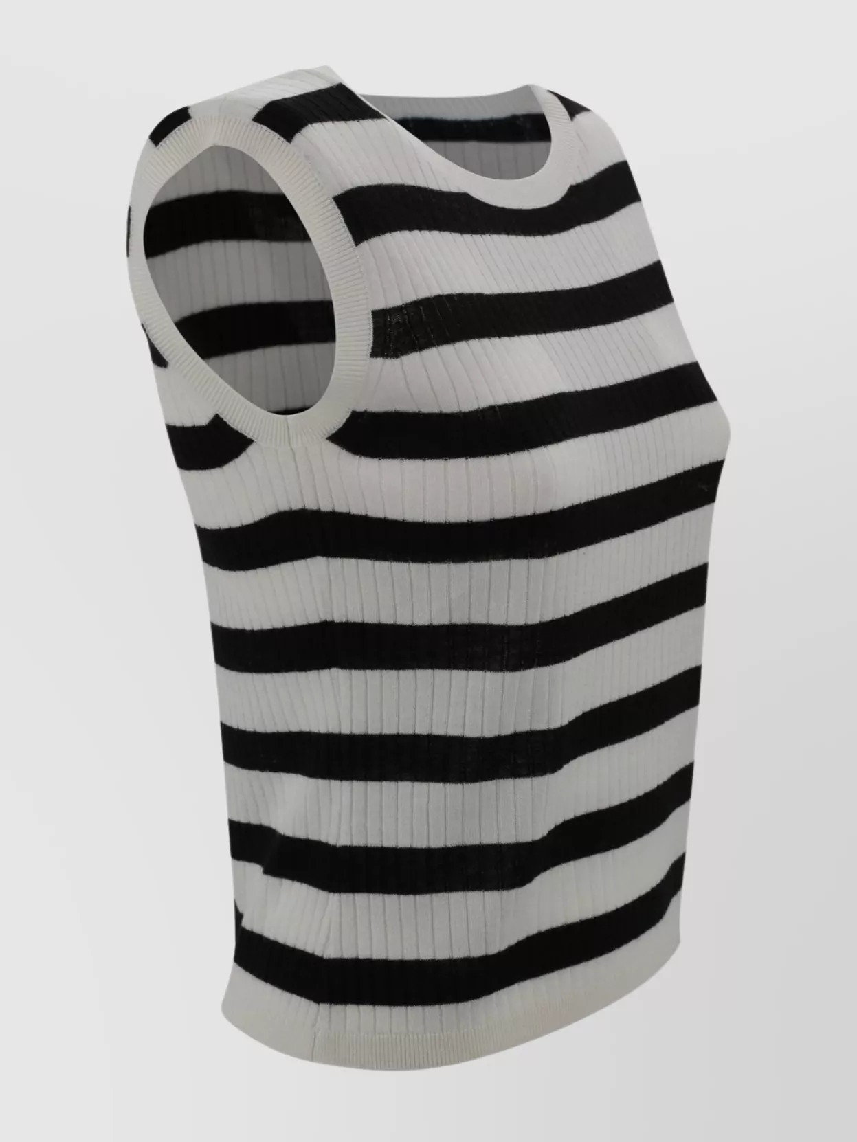 's Max Mara Striped Ribbed Crew Neck Sleeveless Top