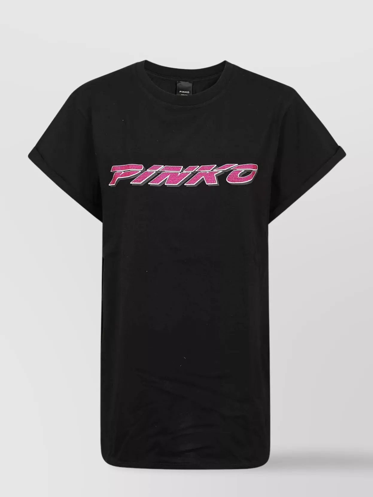 Shop Pinko Cotton Crew Neck T-shirt With Short Sleeves In Black