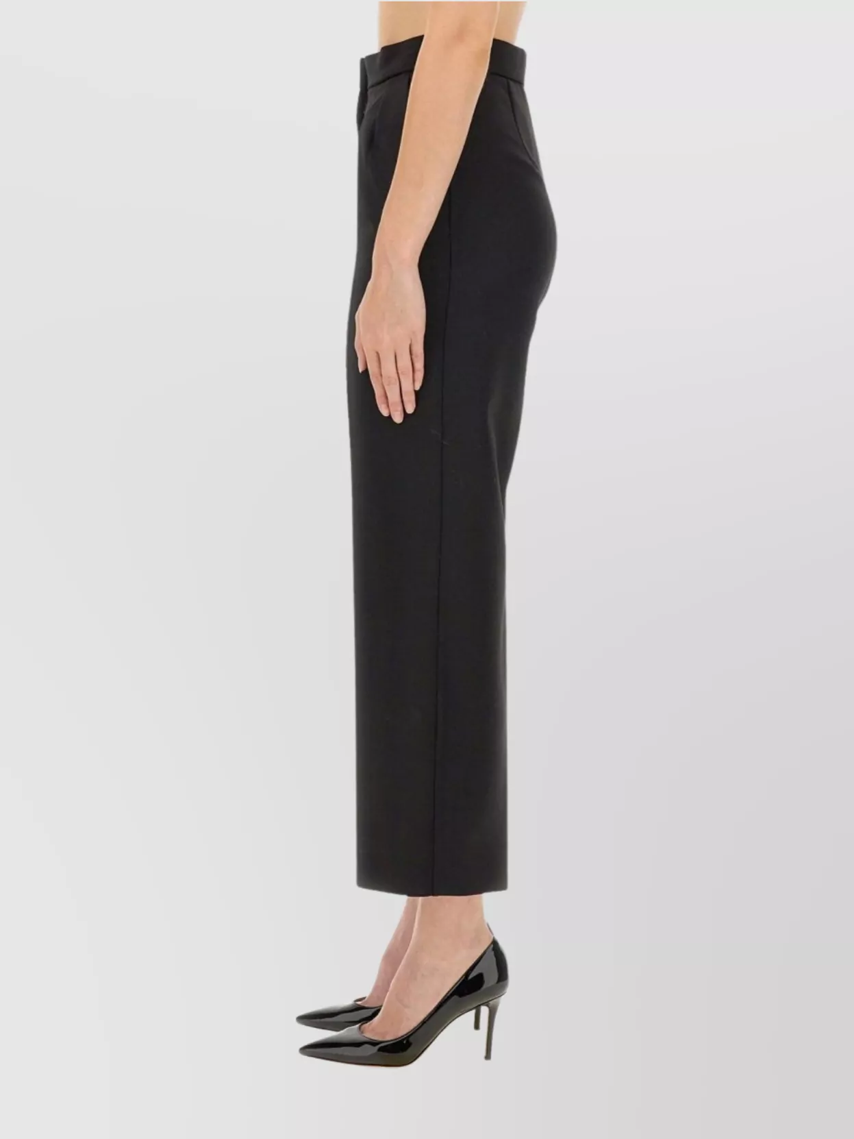 Max Mara Cropped Trousers With Pleated Front Design In Black