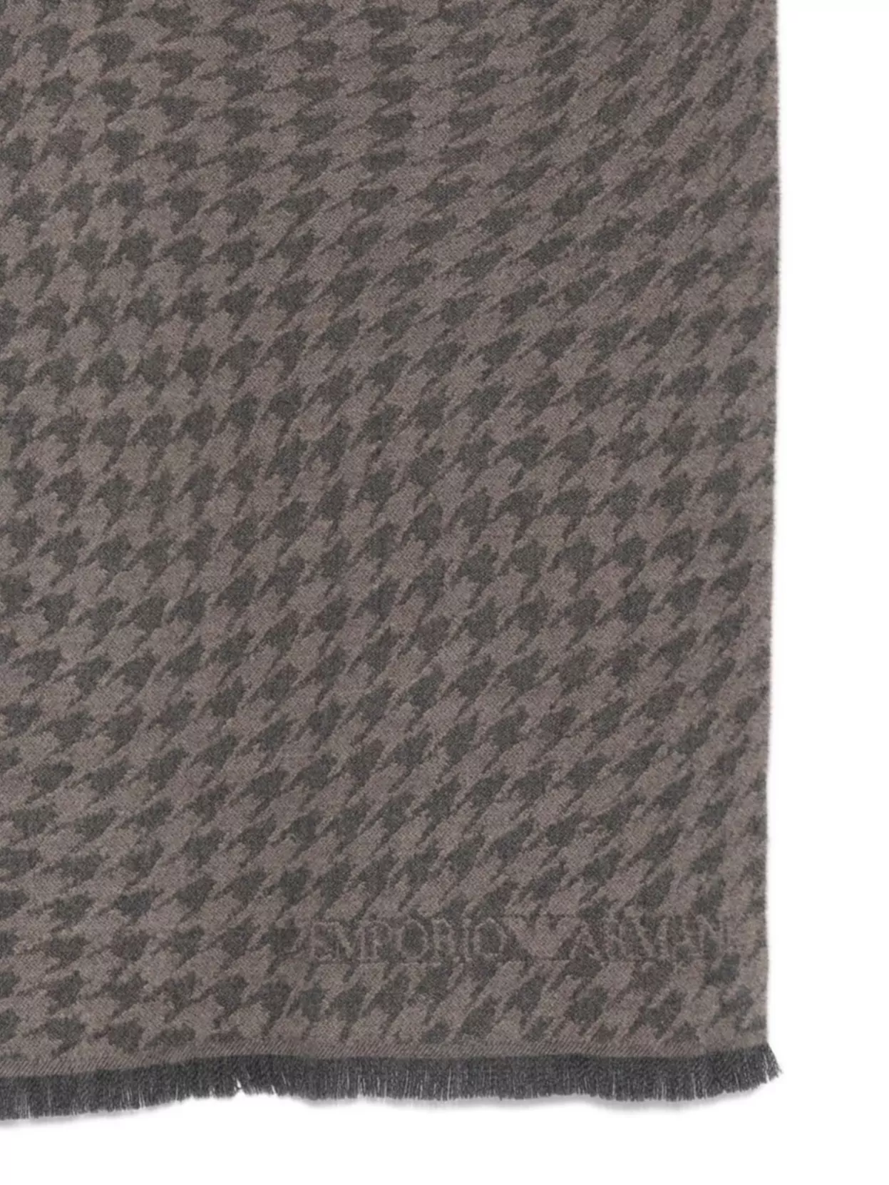 Emporio Armani Soft Wool Scarf Featuring Fringed Edges In Gray