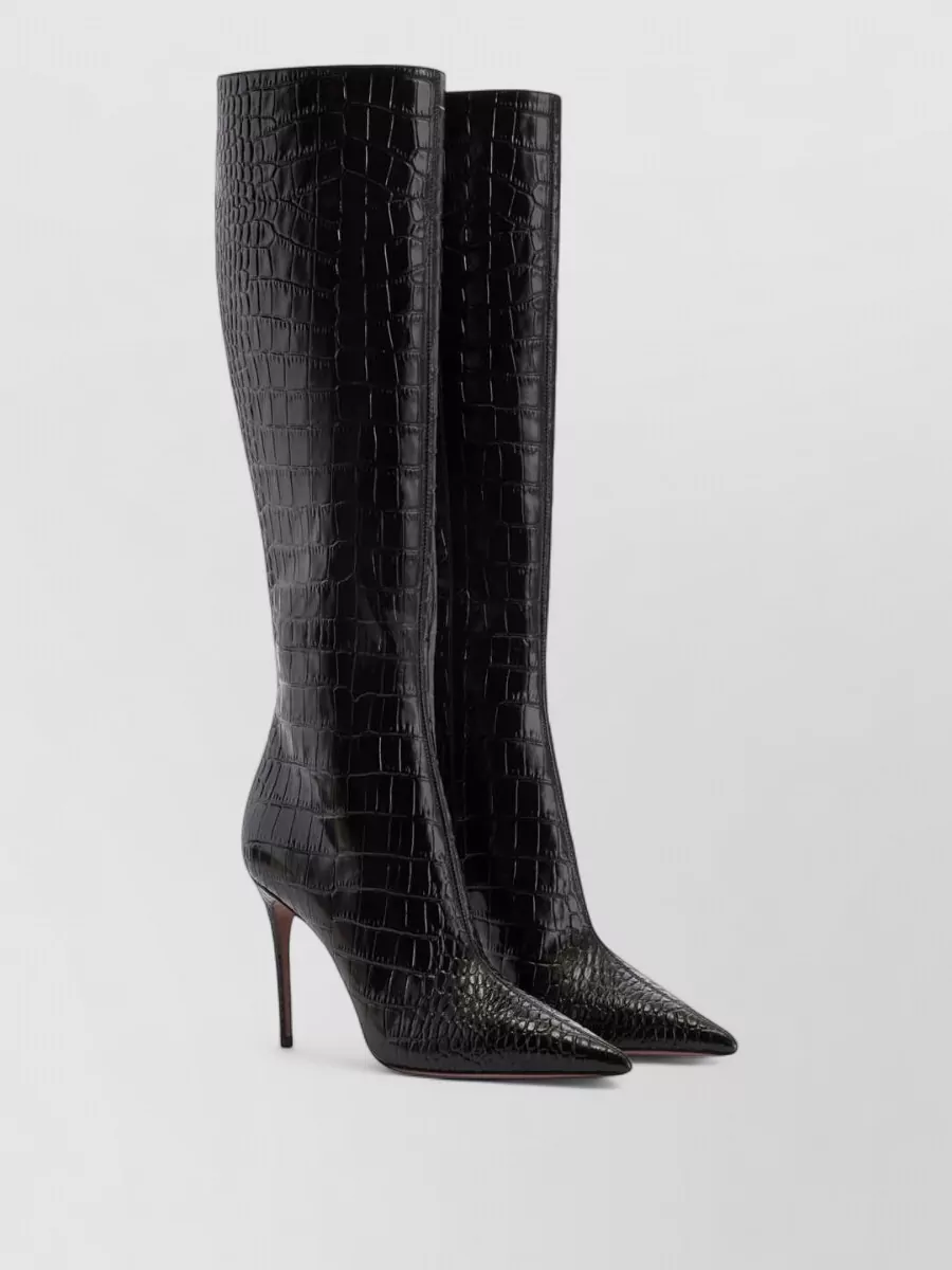 Paris Texas leather crocodile-effect knee-high boots