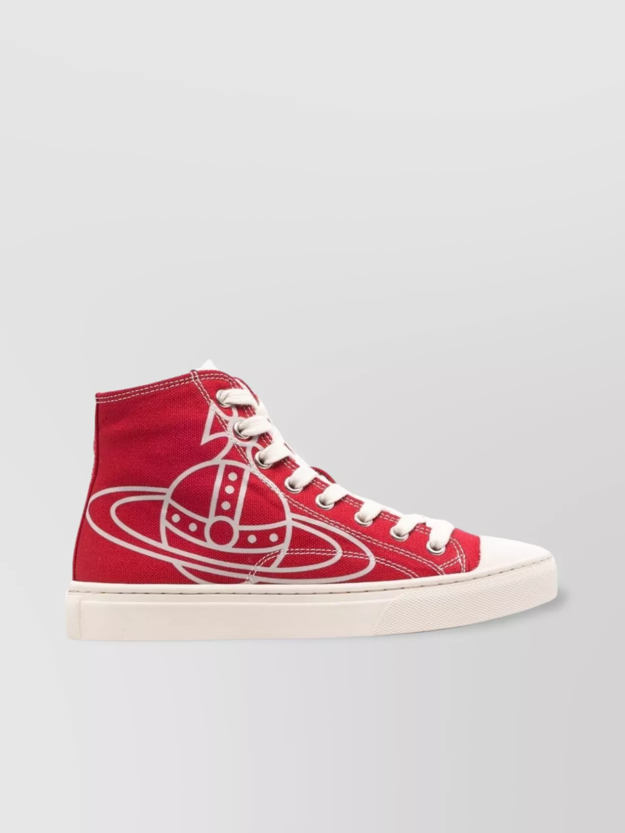 Shop Vivienne Westwood Canvas High-top Sneakers Featuring Contrast Stitching In Burgundy