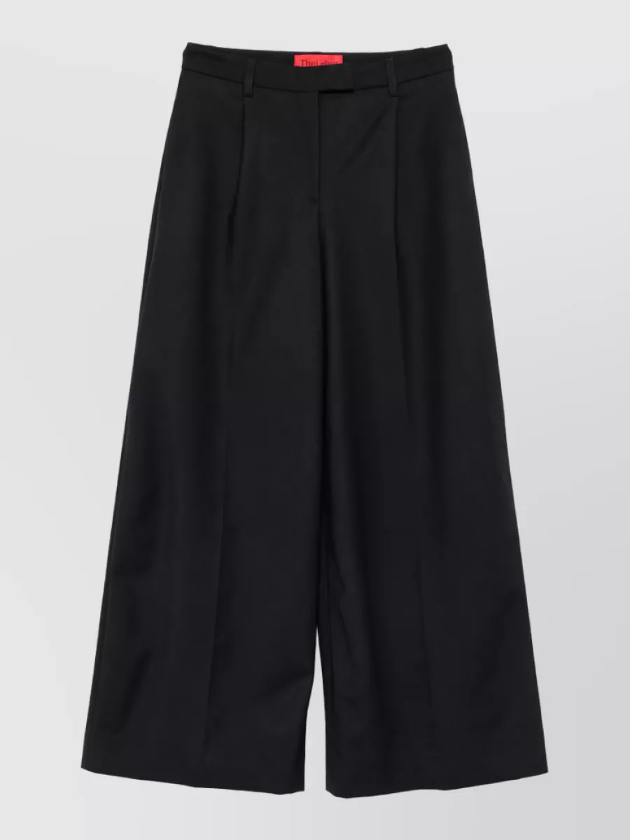 Thelatest wool blend pleated wide-leg trousers