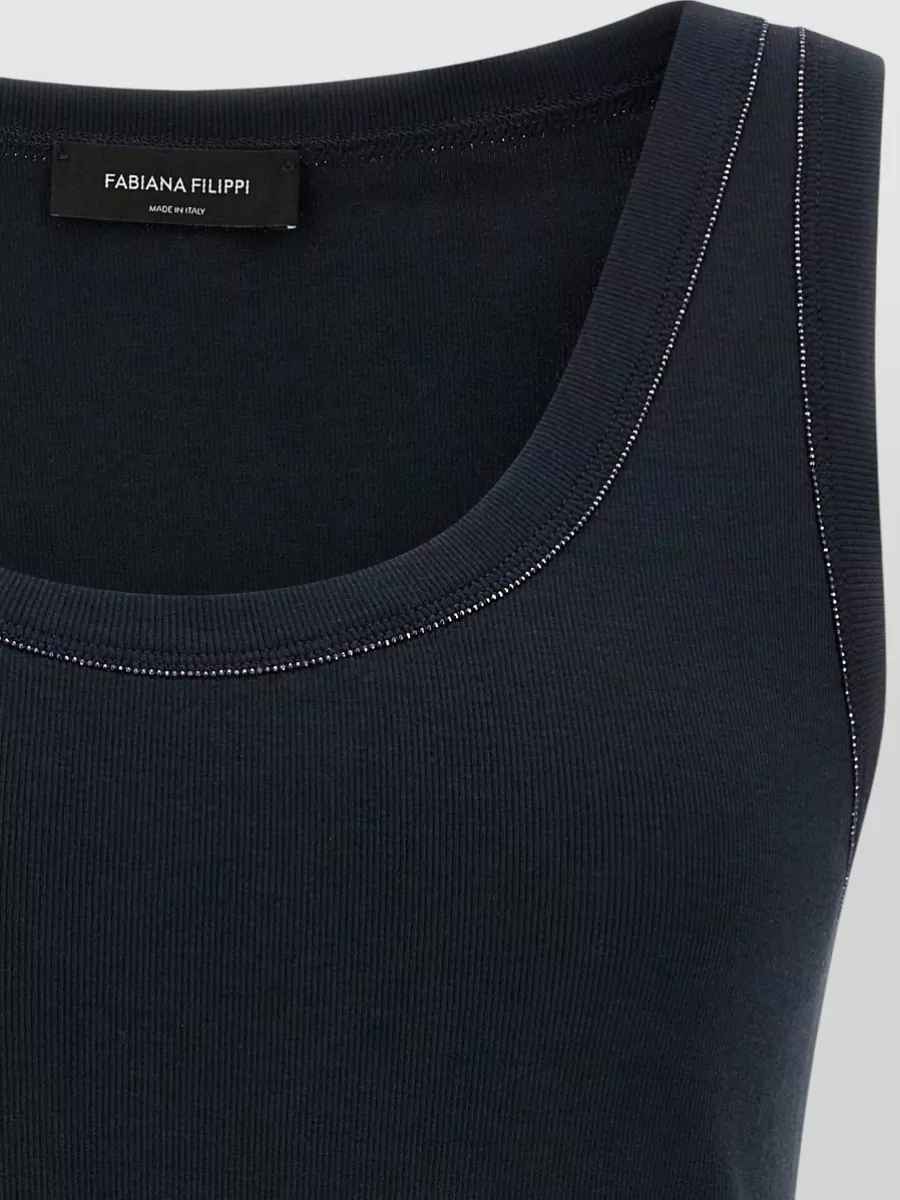 Fabiana Filippi Cotton Top Scoop Neckline Contrast Stitching