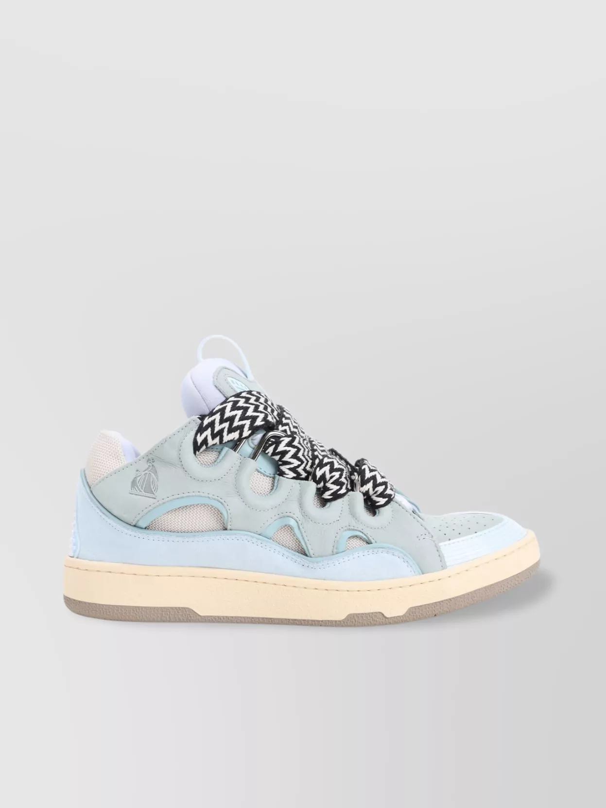 Lanvin Suede Leather Curb Sneakers Men In Blue