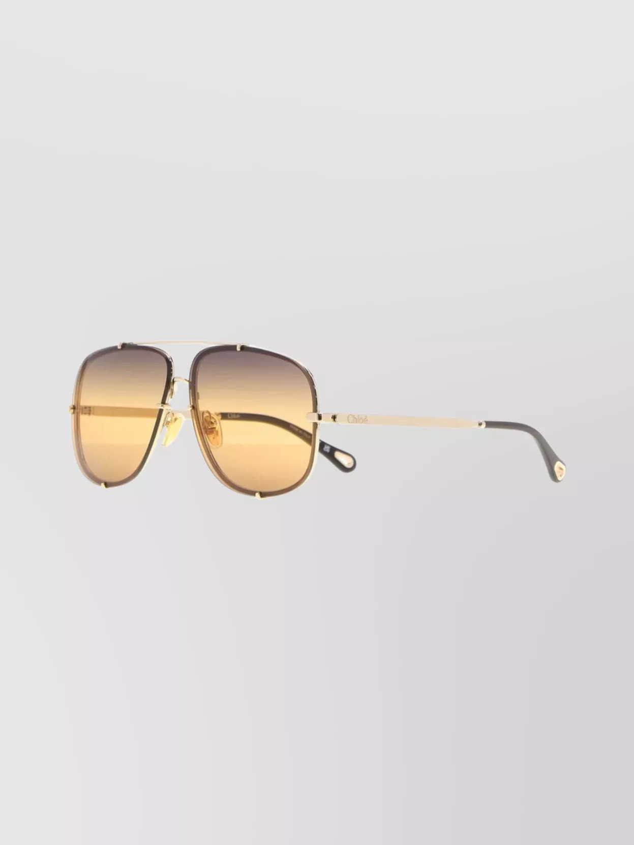 Chloé Square Metal Sunglasses Gradient Lenses In Yellow