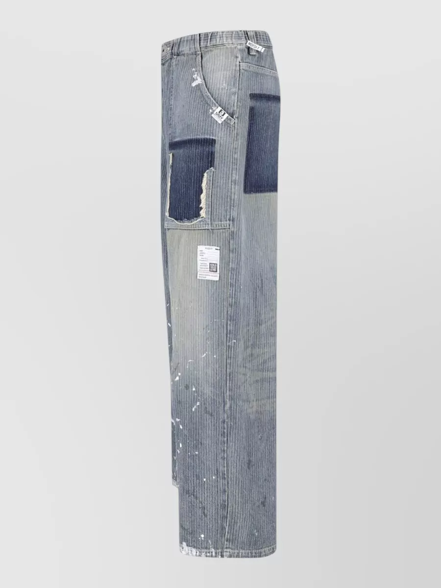 Maison Mihara Yasuhiro Striped Jacquard Denim Wide Tapered-Leg Jeans