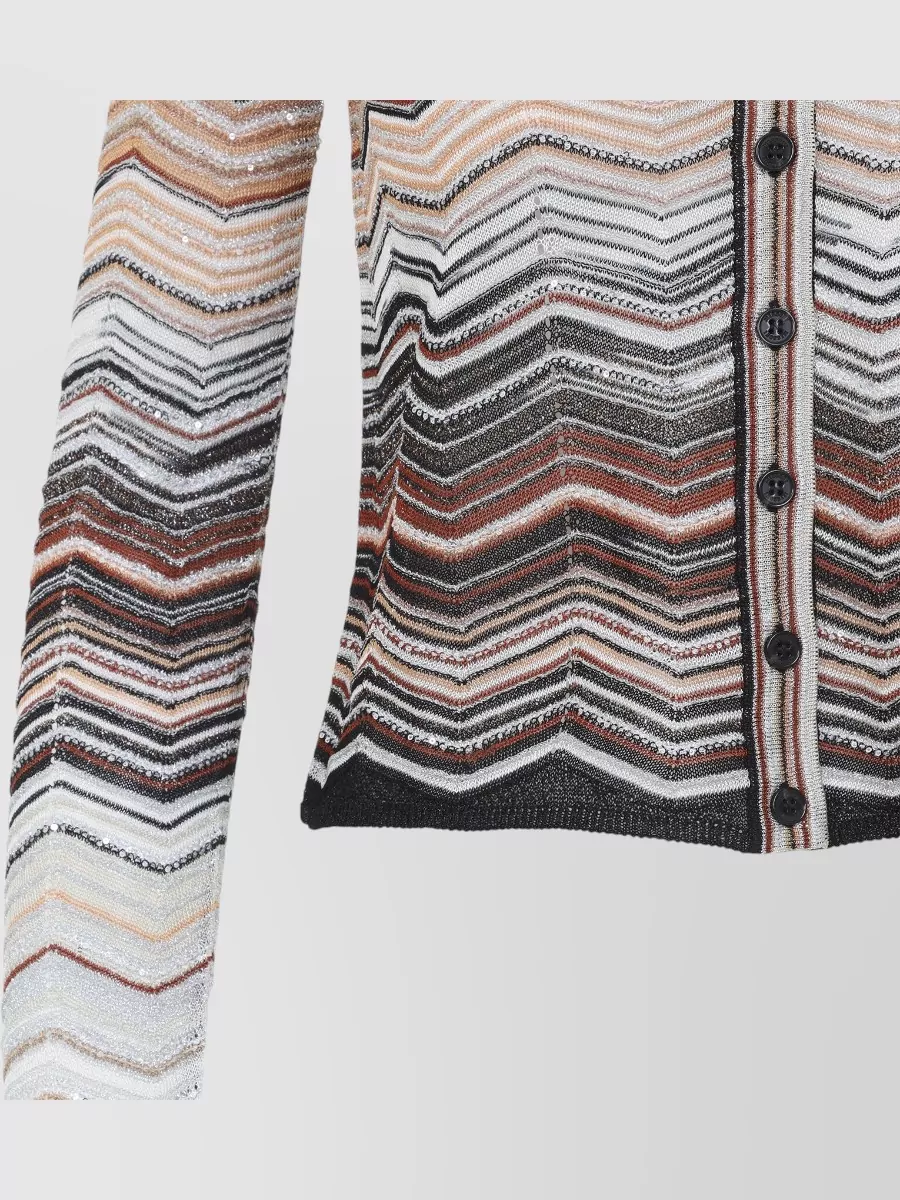 Missoni V Neck Chevron Knit Cardigan Long Sleeves