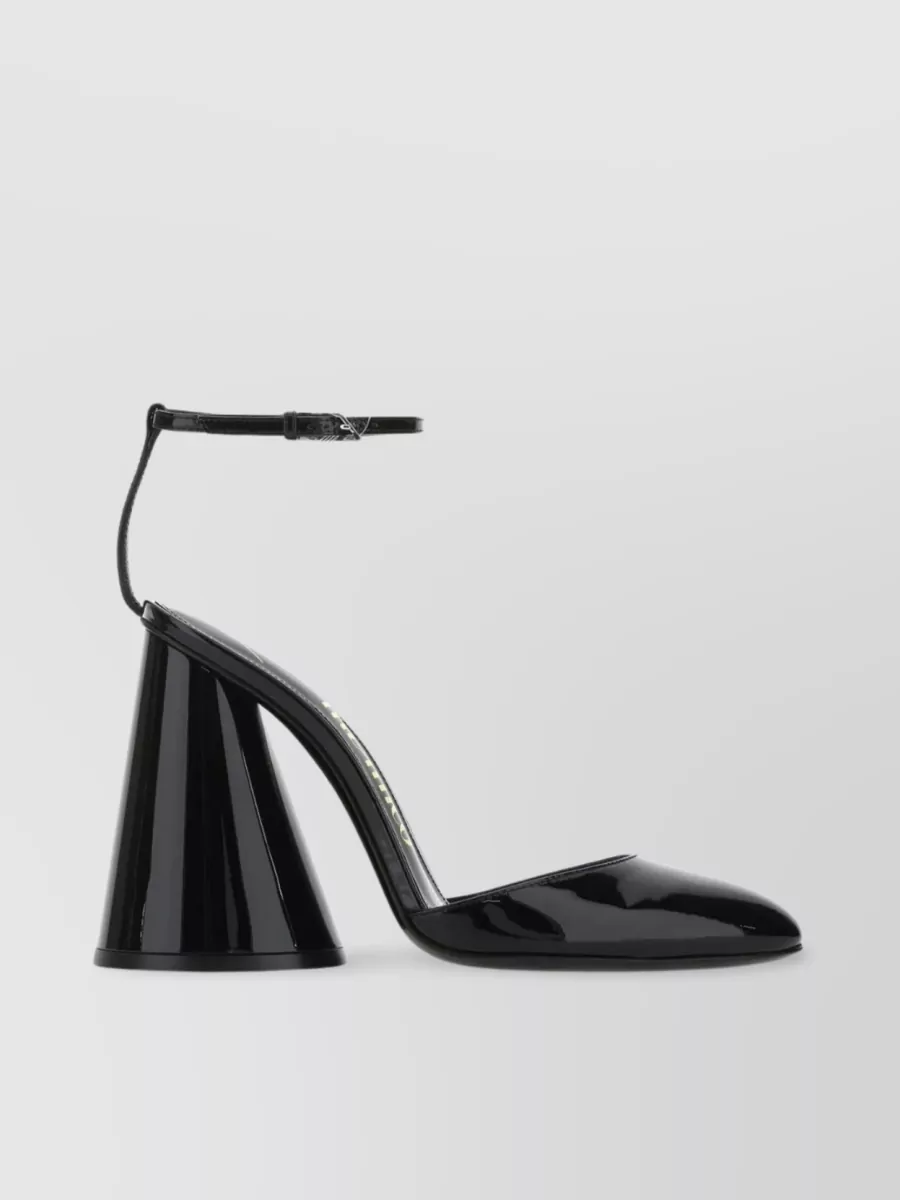 Shop Attico Luz Leather Pumps With Flared Heel And Pointed Toe In Black