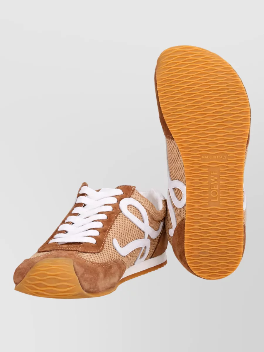 Loewe Calf Leather Mesh Lace-Up Sneakers