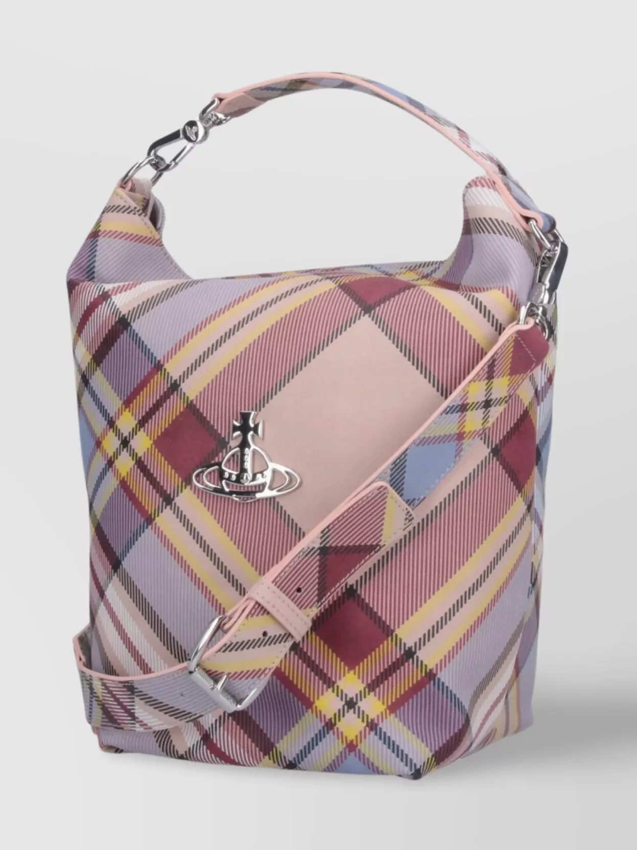 Vivienne Westwood Plaid Top Handle Shoulder Bag With Adjustable Strap