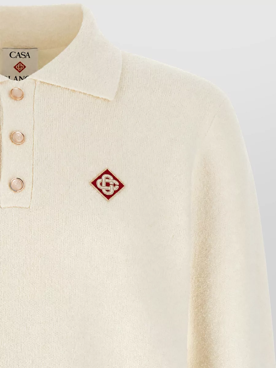 Casablanca Checked Long-Sleeve Polo Shirt