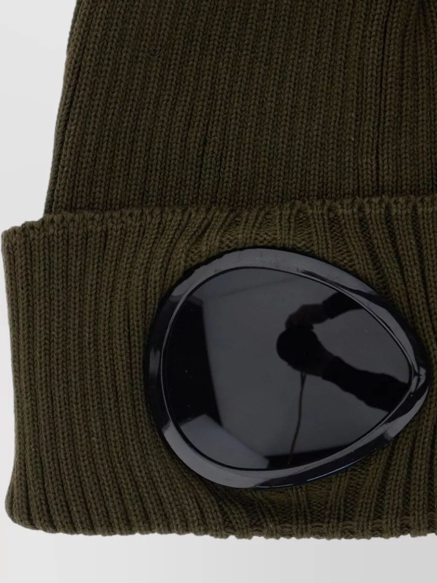 C.p. Company Ribbed Knit Beanie Hat Turn Up Goggles