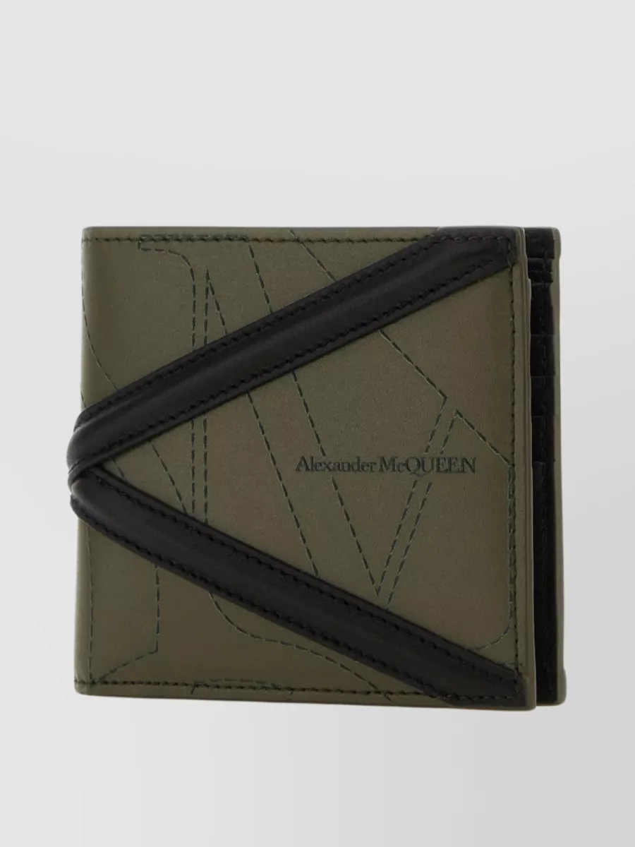 Shop Alexander Mcqueen The Harness Contrasting Inserts Folded Leather Wallet In Brown