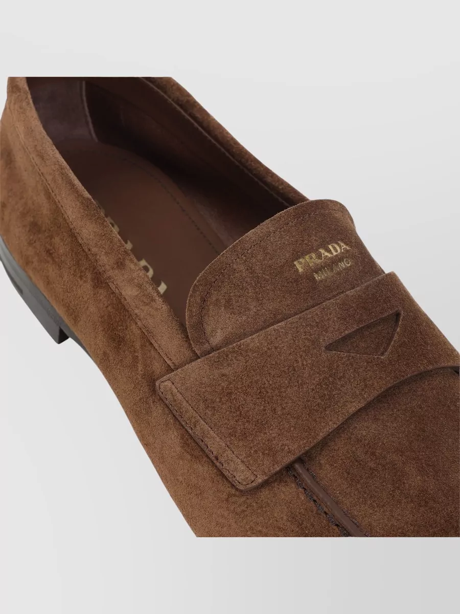 Prada Suede Finish Round Toe Mens Loafers
