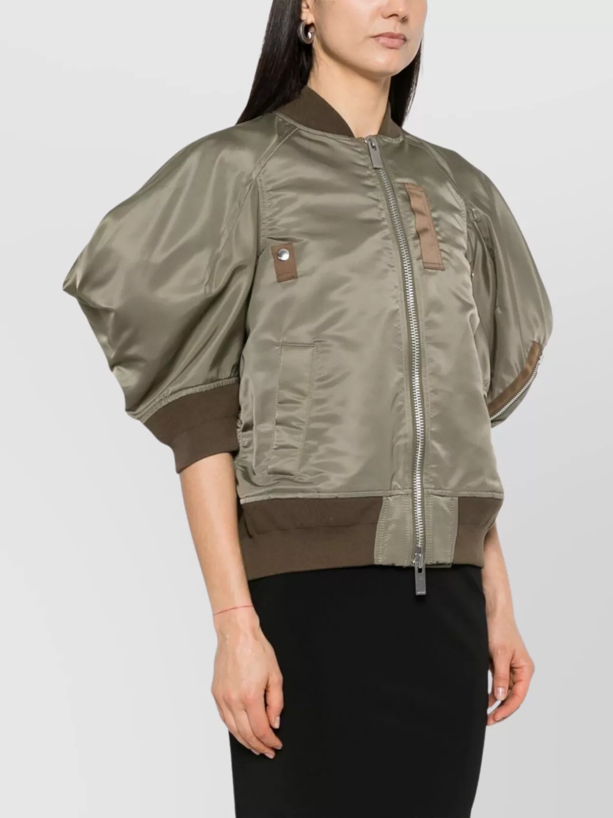 Sacai Oversized sleeves bomber jacket | The Fashion Square