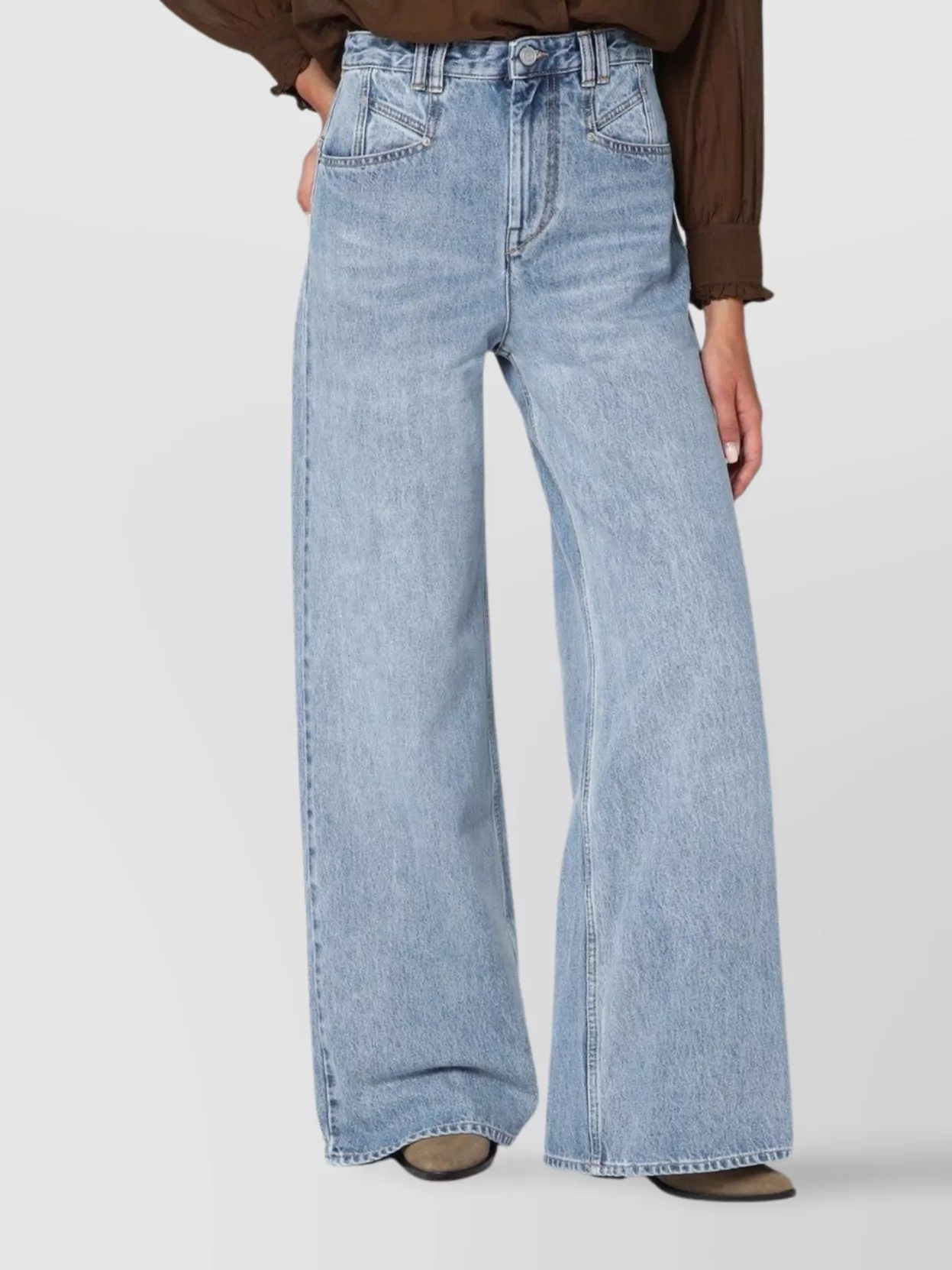 Isabel Marant Wide-leg Denim Trousers With Belt Loops In Blue