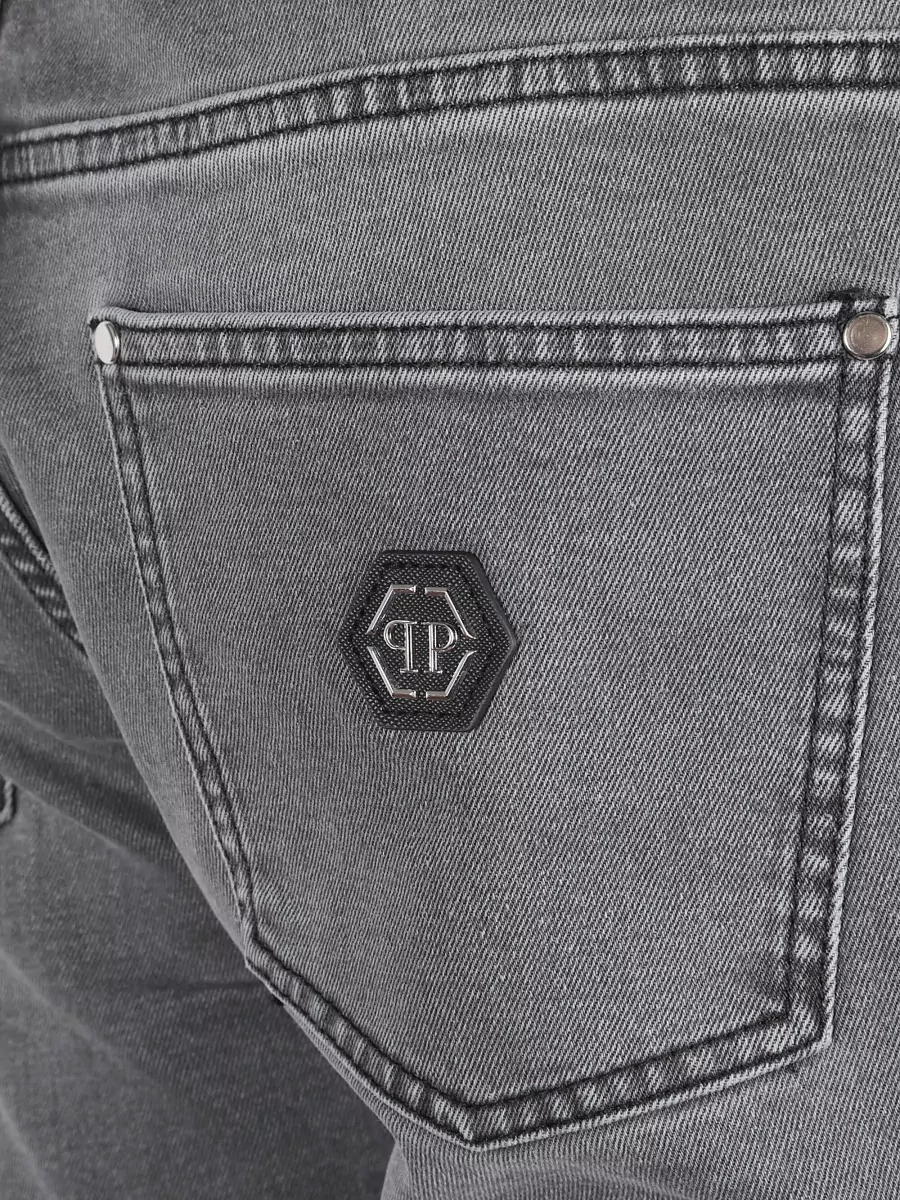 Philipp Plein Slim Fit Denim Trousers With Five Pockets