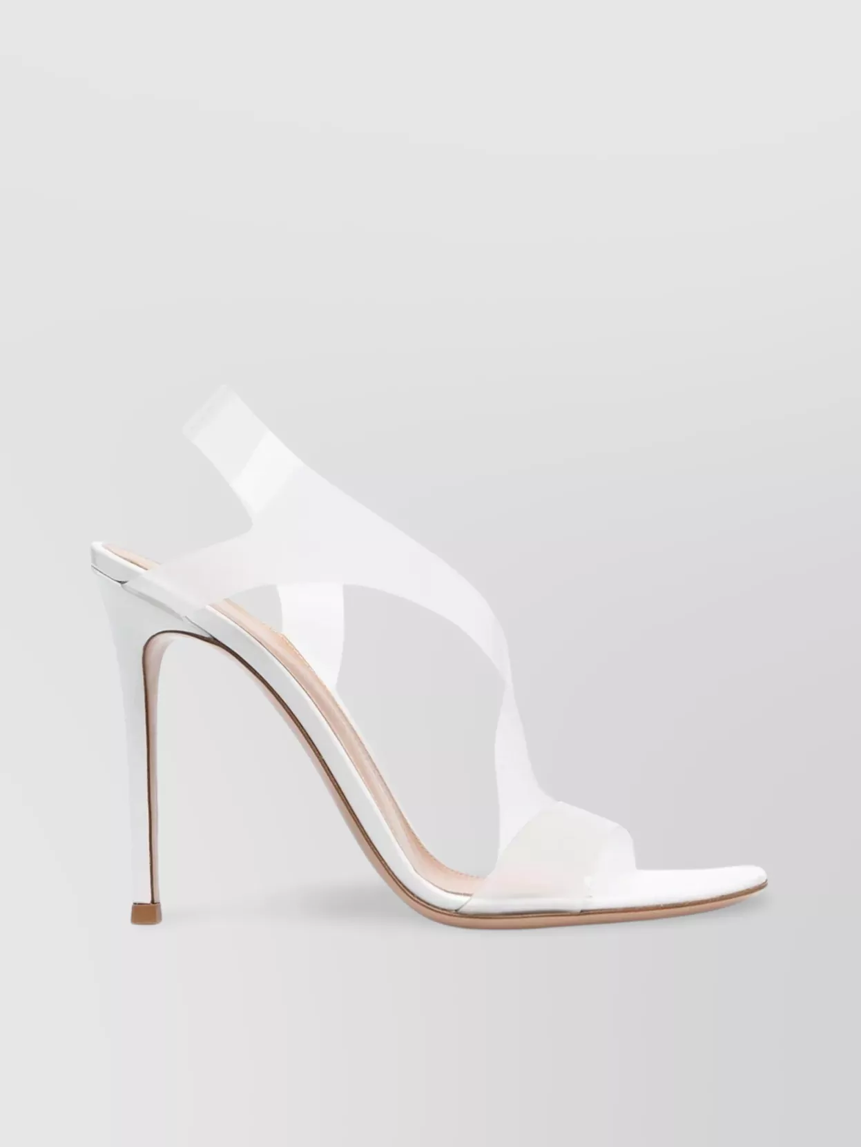 Shop Gianvito Rossi Leather Stiletto Sandals With Plexi Straps In White