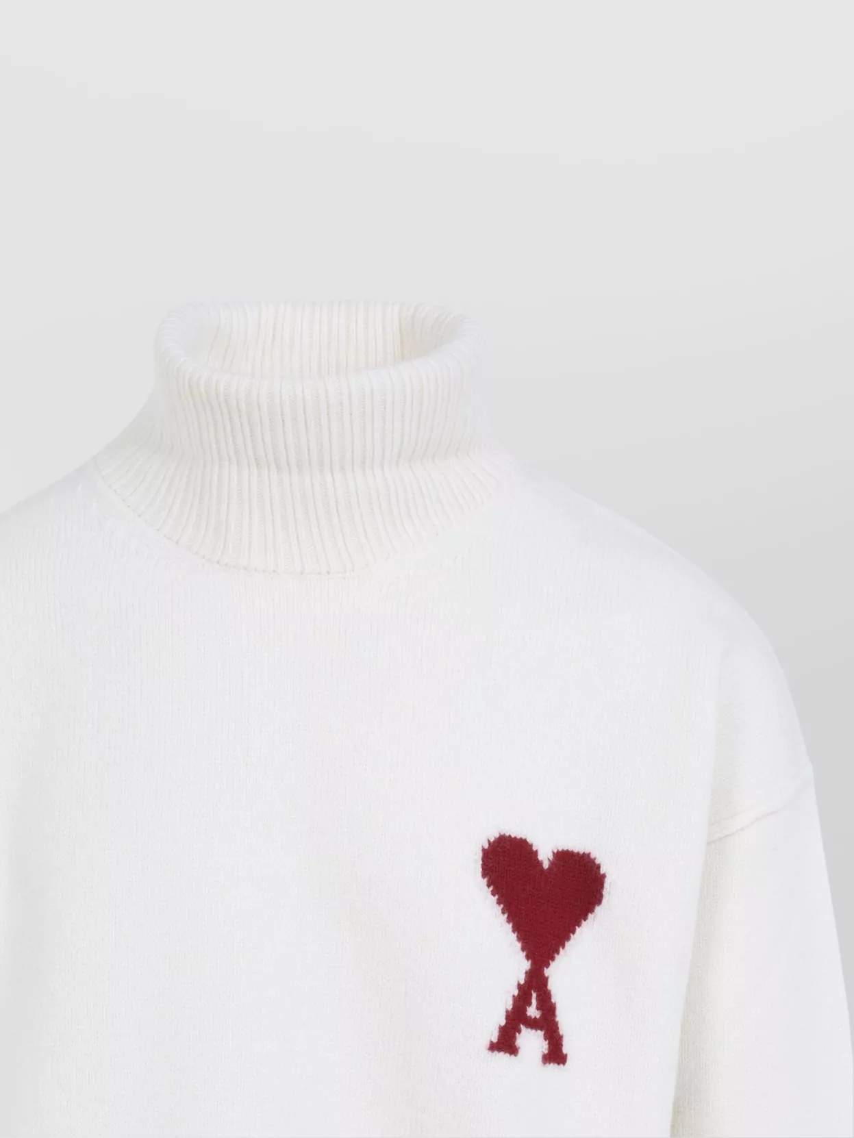 Ami Alexandre Mattiussi Ami Paris Turtleneck Sweater Ami De Coeur White Men In Animal Print