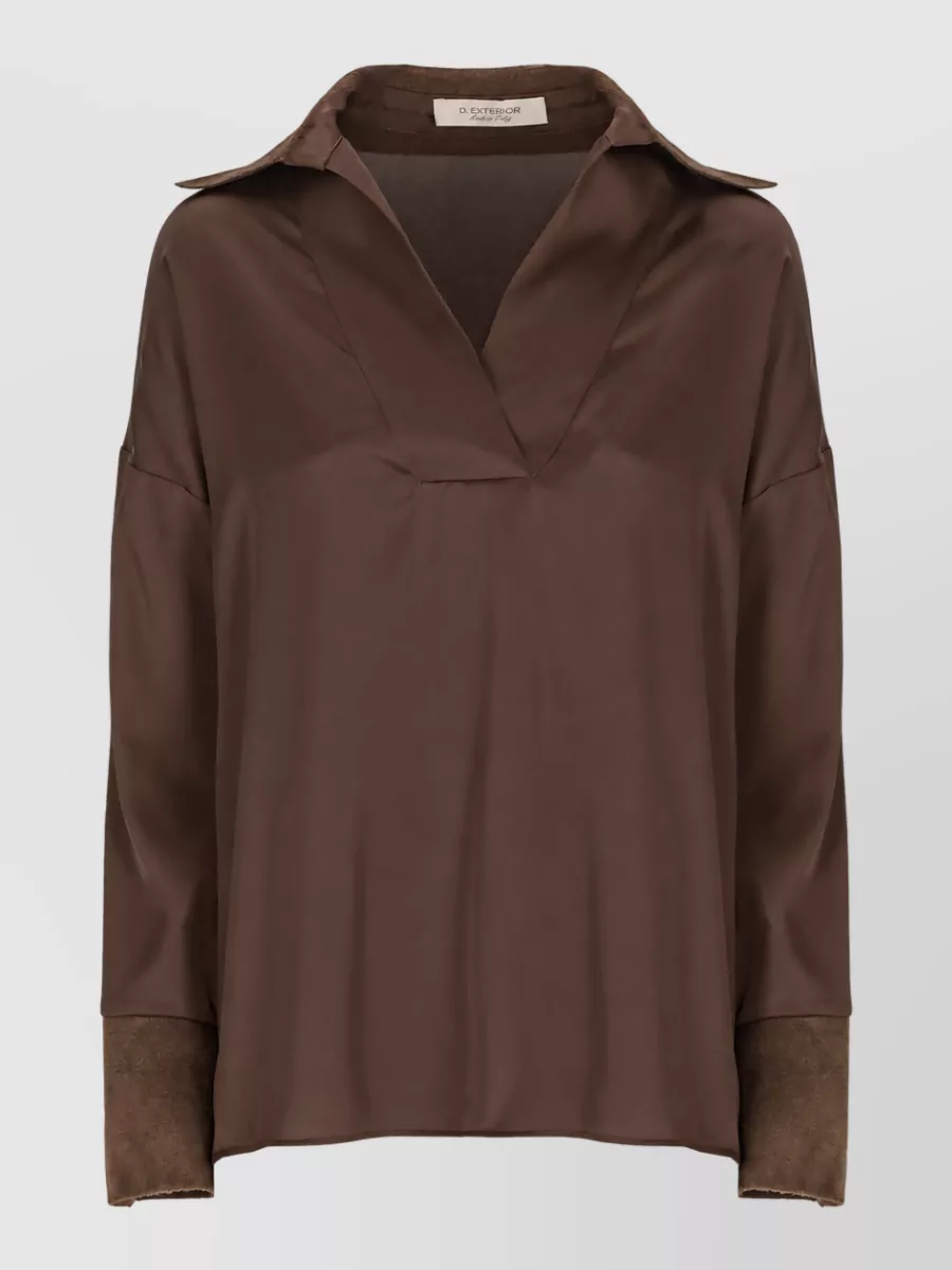 D.exterior v-neck long-sleeve blouse