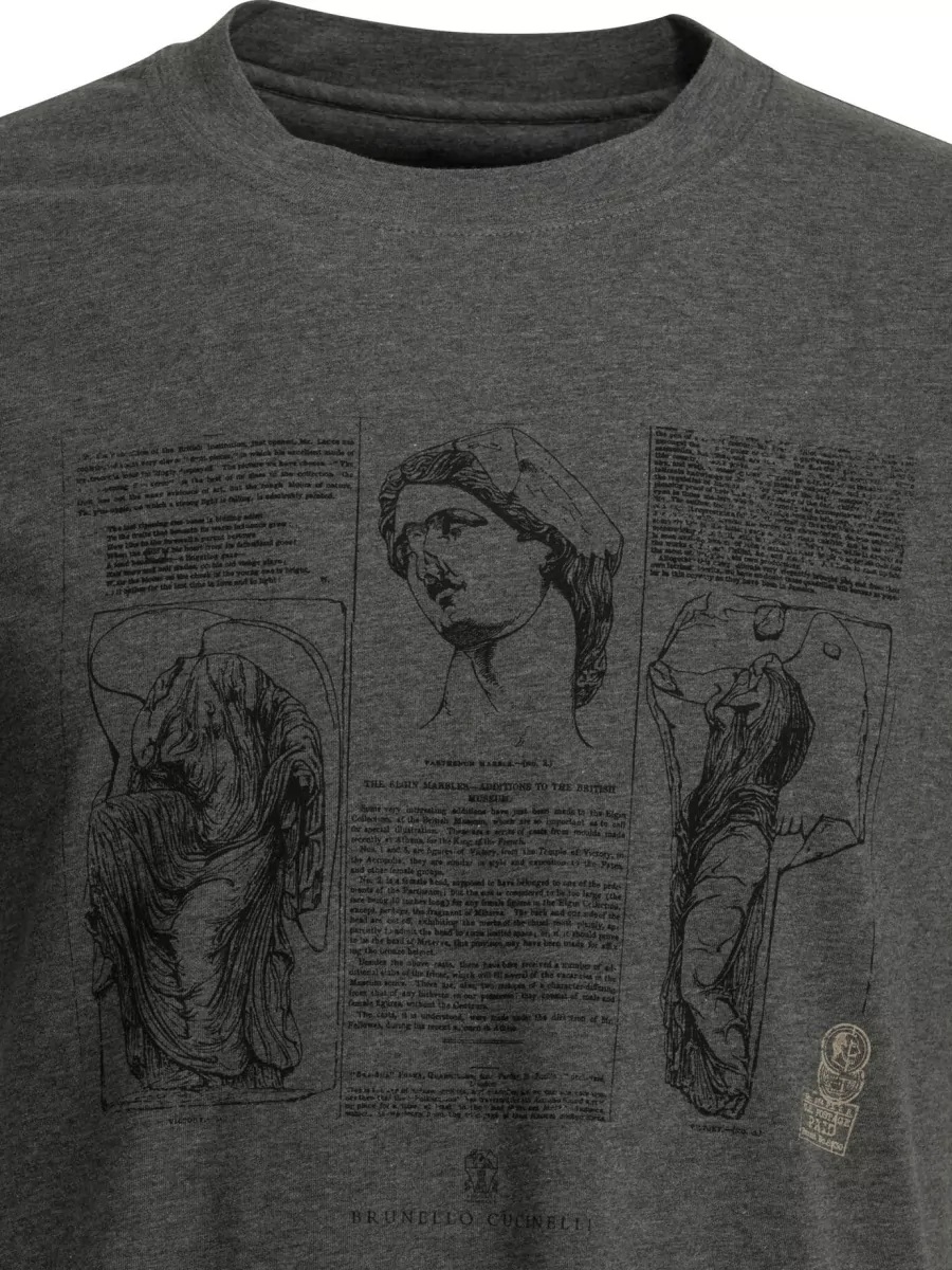 Brunello Cucinelli Cotton Printed Crew-Neck T-Shirt