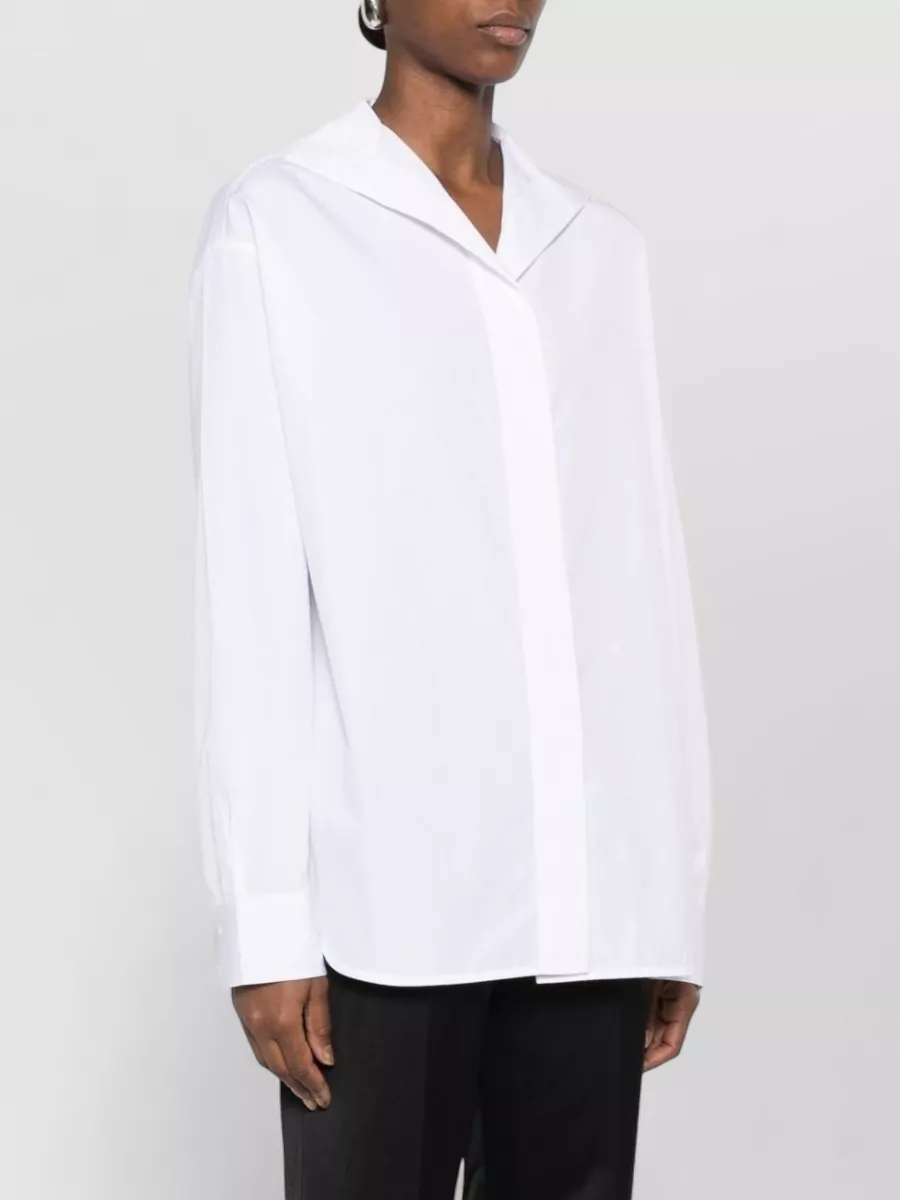 Totême Cotton Shirt Long Sleeves Curved Hem