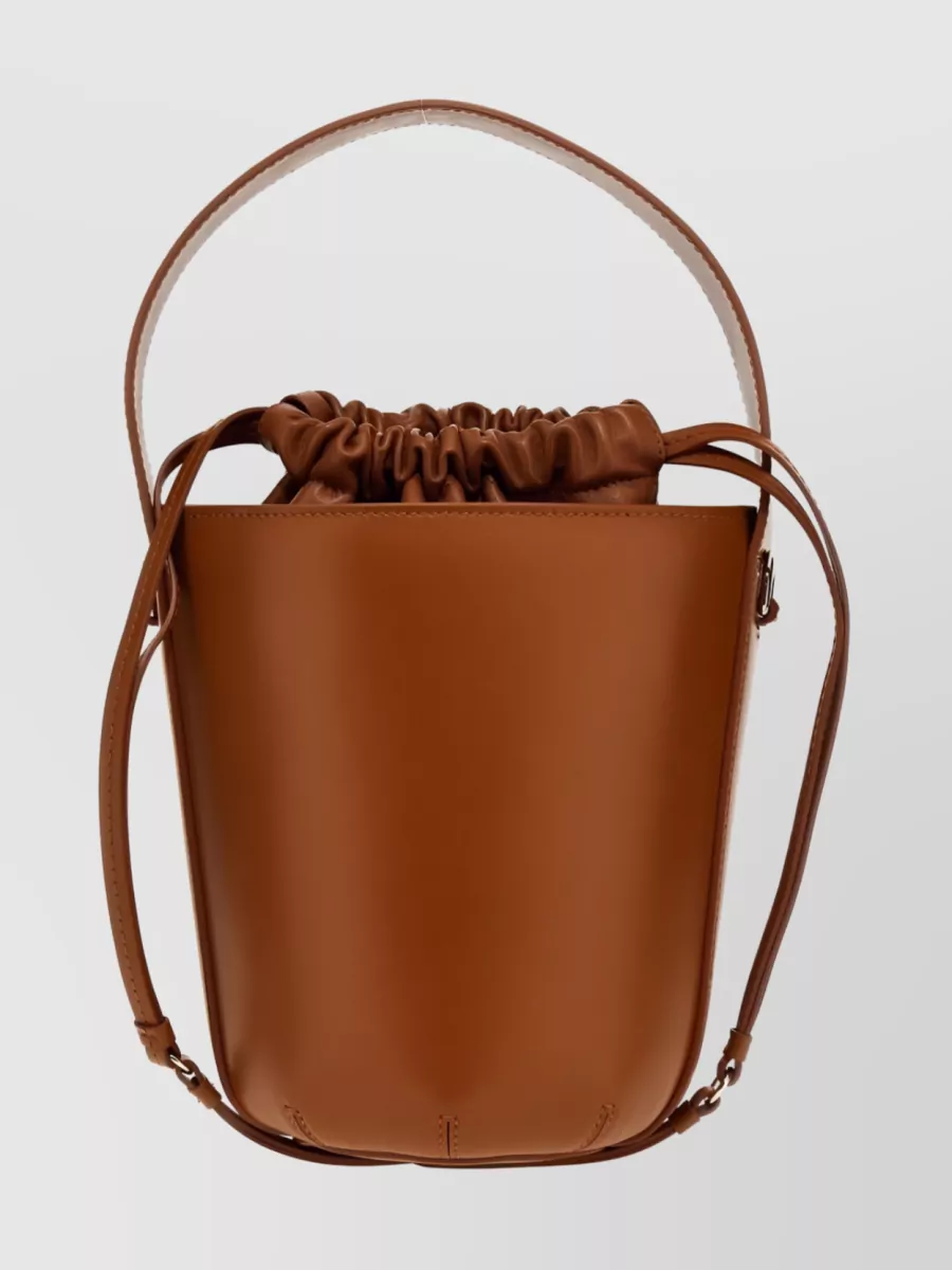 Shop Chloé Sense Drawstring Leather Bucket Bag In Brown
