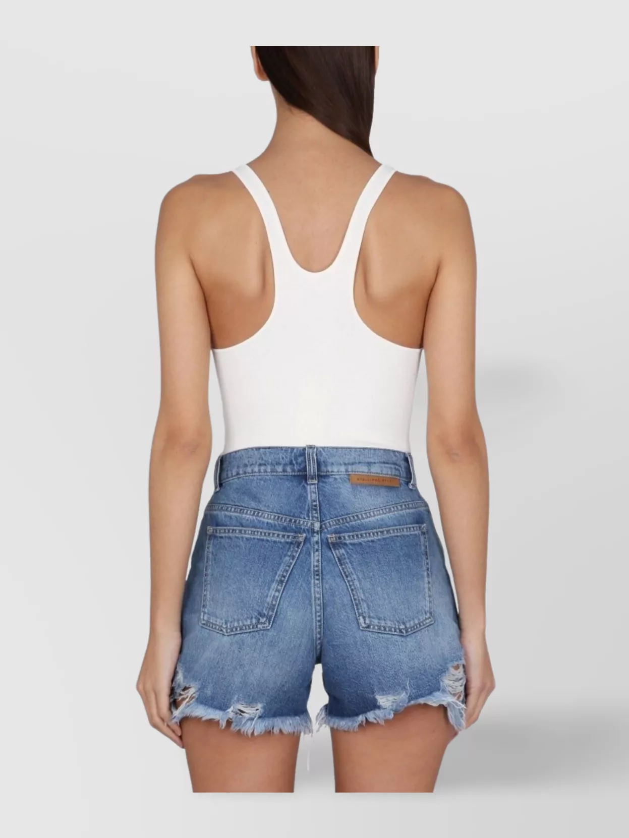 Shop Stella Mccartney Knit Bodysuit Racerback Scoop Neck Wide