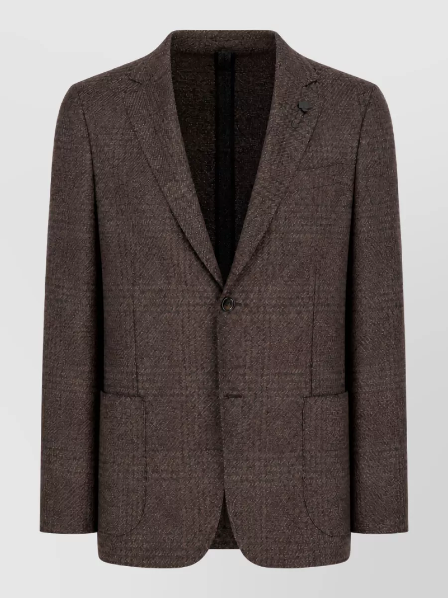 Lardini Embroidered wool blend blazer