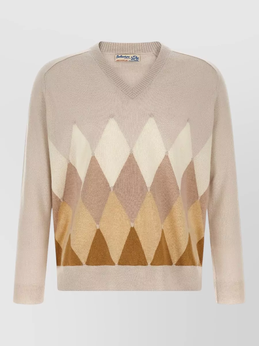 Ballantyne cashmere v-neck diamond sweater