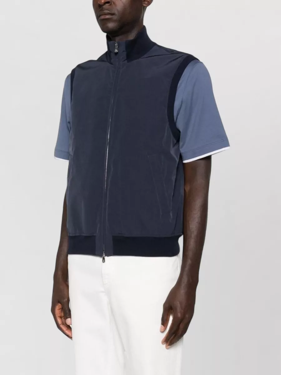 Brunello Cucinelli High Collar Sleeveless Down Vest With Pockets